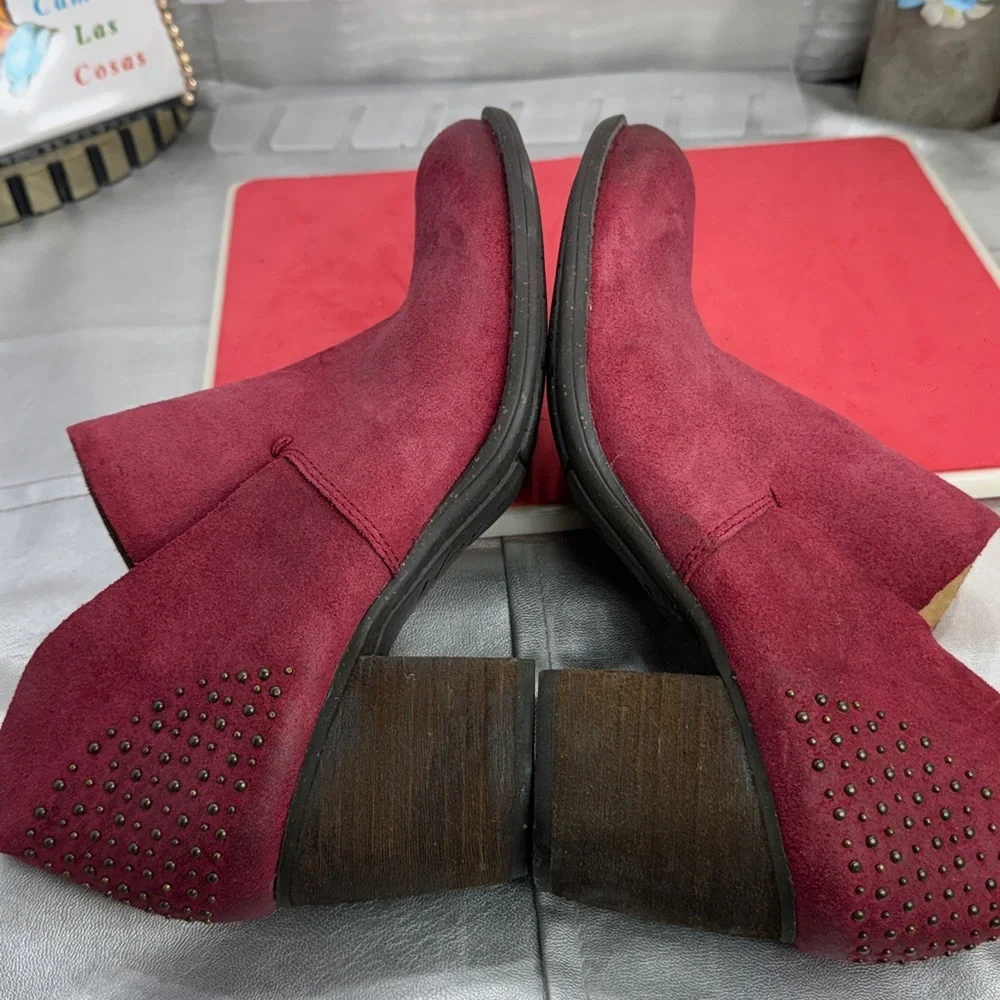 (T0) Naya Womens Valerie RedSuede leather Round Toe Block HeelsAnkle Booties 8M